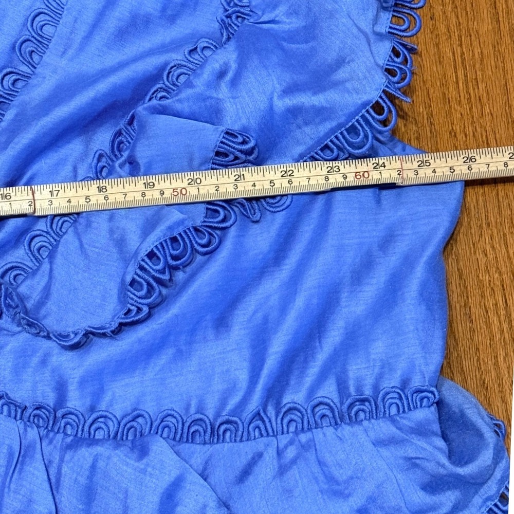ASOS Design Blue Ruffle Ric Rac Trim Tiered Mini Dress Plus Size US 24 - Picture 6 of 11
